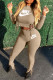 Brown Fashion Casual Print Bandage O Neck Long Sleeve Two Pieces