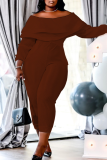 White Casual Solid Patchwork Off the Shoulder Skinny Jumpsuits