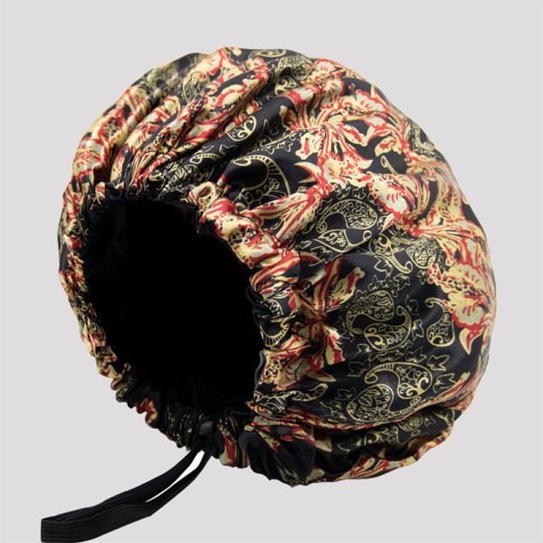 Black Gold Casual Living Print Adjustable Elastic Button Confinement Cap