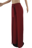 Orange Fashion Casual Solid Bandage Regular High Waist Trousers