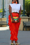 Orange Fashion Casual Solid Patchwork Regular High Waist Trousers pre-sale