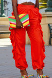 Orange Fashion Casual Solid Patchwork Regular High Waist Trousers pre-sale