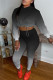 Black Fashion Casual Gradual Change Print Basic Hooded Collar Long Sleeve Two Pieces