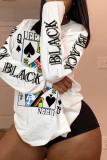 Grey O Neck Long Sleeve Print Tops