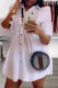 White Casual Solid Patchwork Turndown Collar Cake Skirt Dresses
