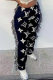 Black Fashion Casual Print Tassel Regular High Waist Trousers