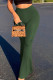 Army Green Casual Solid Boot Cut High Waist Speaker Solid Color Bottoms