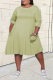 Green Casual Solid Patchwork O Neck Straight Dresses
