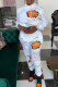 White Casual Print Patchwork Hooded Collar Long Sleeve Two Pieces