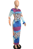 Multicolor Sexy Print Backless Half A Turtleneck Pencil Skirt Dresses
