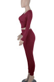 Colorful Blue Casual Solid Patchwork Zipper V Neck Long Sleeve Two Pieces