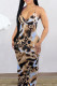 Leopard Print Sexy Print Leopard Patchwork Spaghetti Strap Sling Dress Dresses