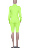 Blue Sportswear Letter Print Patchwork Zipper Collar Skinny Rompers
