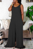 Apricot Fashion Casual Solid Basic O Neck Sleeveless Regular Jumpsuits