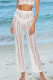 White Sexy Solid Hollowed Out Loose Mid Waist Wide Leg Solid Color Bottoms