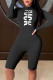 Black Sportswear Letter Print Patchwork Zipper Collar Skinny Rompers