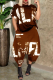 Antique Brass Casual Print Patchwork O Neck Short Sleeve Two Pieces