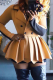 Khaki Casual Solid Patchwork Turndown Collar Long Sleeve Two Pieces