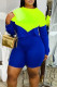 Turquoise Casual Solid Patchwork O Neck Long Sleeve Two Pieces
