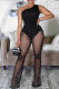Black Sexy Patchwork See-through One Shoulder Regular Jumpsuits