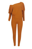 Red Casual Solid Patchwork O Neck Long Sleeve Two Pieces