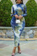 Multicolor Fashion Casual Tie Dye Printing O Neck Long Sleeve Dresses