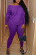 Purple Casual Solid Patchwork O Neck Long Sleeve Two Pieces