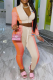 Apricot Sportswear Print Patchwork Zipper Collar Long Sleeve Two Pieces