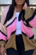 Pink Casual Striped Patchwork Tops
