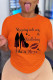 Tangerine Red Casual Print Patchwork O Neck T-Shirts