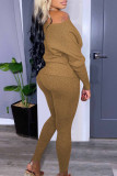 Red Casual Solid Patchwork O Neck Long Sleeve Two Pieces