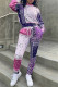 Purple Fashion Casual Print Basic O Neck Long Sleeve Two Pieces