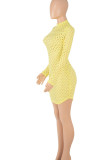 Red Sexy Solid Hollowed Out Patchwork Zipper Zipper Collar Pencil Skirt Dresses