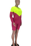 Turquoise Casual Solid Patchwork O Neck Long Sleeve Two Pieces