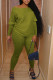 Ink Green Casual Solid Patchwork O Neck Long Sleeve Two Pieces