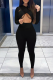 Black Sexy Solid Patchwork V Neck Skinny Jumpsuits