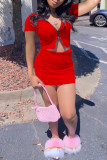 Pink Sexy Casual Solid Basic Zipper Collar Short Sleeve Two Pieces