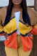 Yellow Casual Striped Patchwork Tops