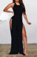 Black Sexy Solid Patchwork O Neck Regular Jumpsuits