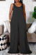 Black Fashion Casual Solid Basic O Neck Sleeveless Regular Jumpsuits