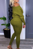 Red Casual Solid Patchwork O Neck Long Sleeve Two Pieces