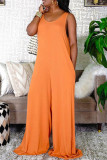 Apricot Fashion Casual Solid Basic O Neck Sleeveless Regular Jumpsuits