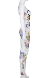 Blue Sexy Print Patchwork Spaghetti Strap Sleeveless Two Pieces