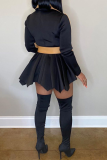 White Casual Solid Patchwork Turndown Collar Long Sleeve Two Pieces