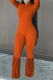 Orange Sexy Solid Tassel V Neck Skinny Jumpsuits
