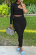 Black Fashion Sexy Solid Hollowed Out O Neck Long Sleeve Two Pieces