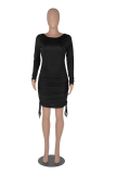 Green Sexy Solid Patchwork O Neck Pencil Skirt Dresses
