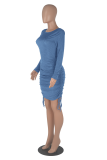 Green Sexy Solid Patchwork O Neck Pencil Skirt Dresses