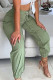 Green Casual Print Patchwork Loose High Waist Pencil Full Print Bottoms