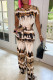 Multicolor Casual Print Bandage Patchwork O Neck Short Sleeve Two Pieces